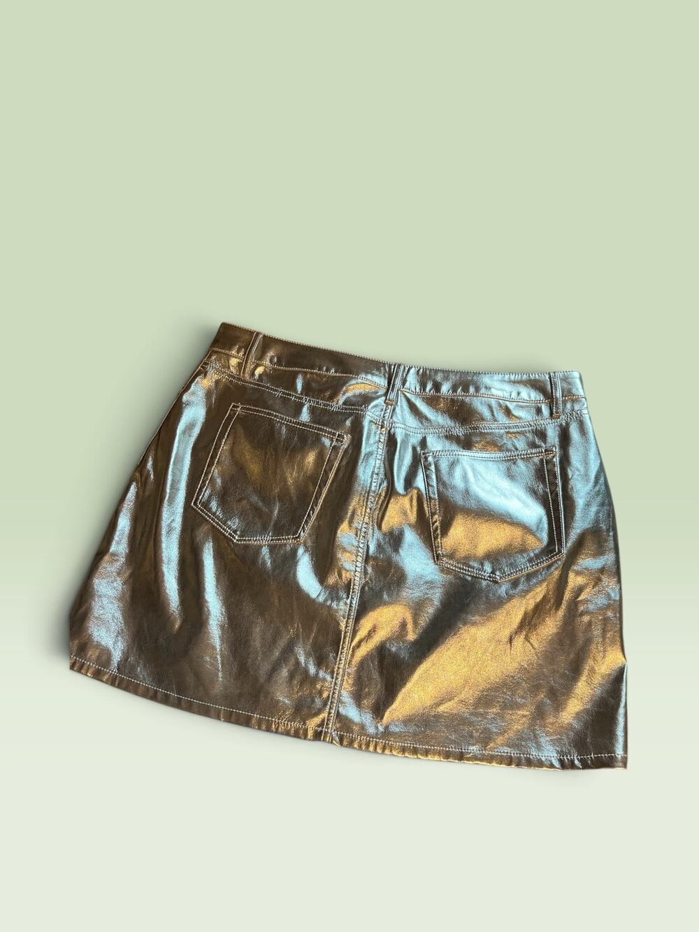 LOFT Metallic Faux Leather Five Pocket Mini Skirt 14 NWT